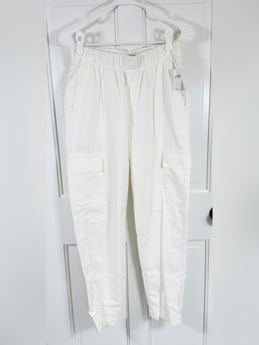 NWT Gap Mid Rise Twill Cargo Pants New Off White Small Garment Dyed